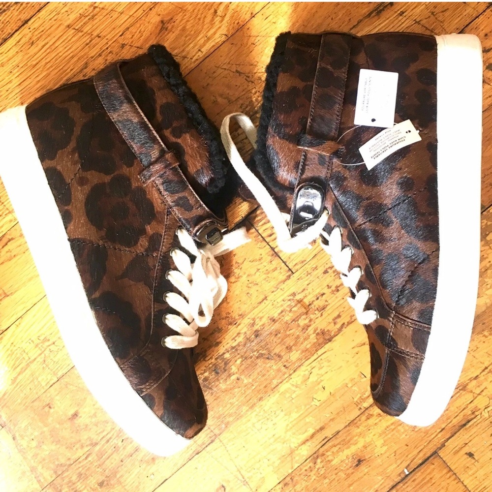 Coach Brown black Leopard Print,ltd edition hightop sneakers (calf,sheep fur)8 - Picture 4 of 12